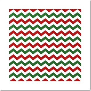 Red and Green Stripes Christmas pattern Posters and Art